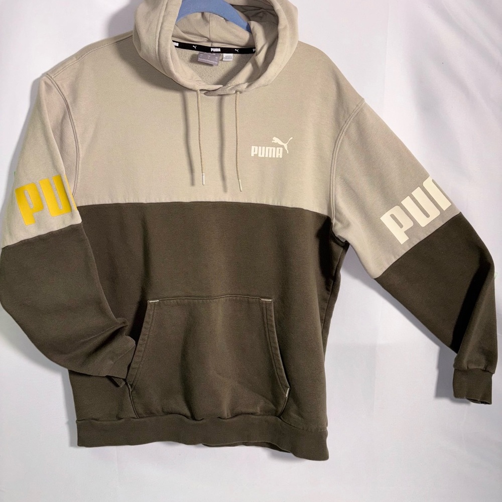 PUMA Men's Two-Tone Hoodie - Olive greens size MEN LARGE